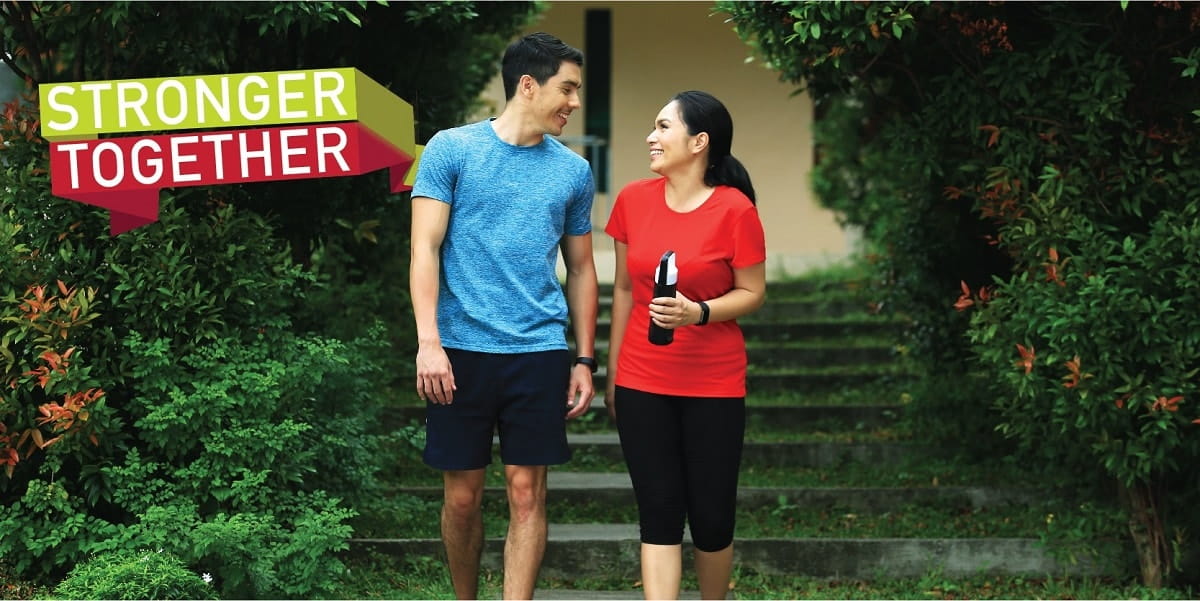 couple in athletic attire walking together
